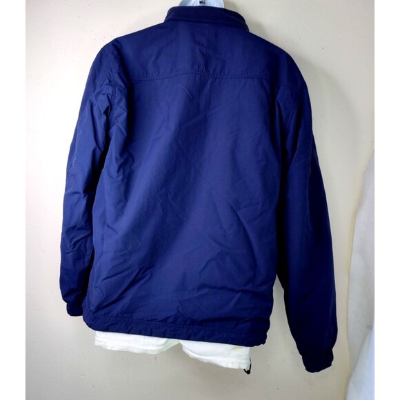 LL Bean Men's Jacket Sz M/L Navy Blue Reversible Utility Pocket Zipper Workwear - Picture 4 of 12